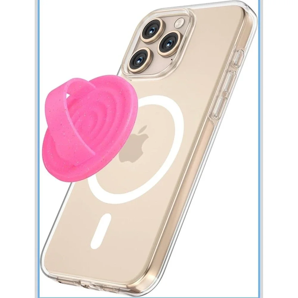 Magnetic Silicone Phone Ring Grip‎ for MagSafe, 360 Degree , Pink Glitter